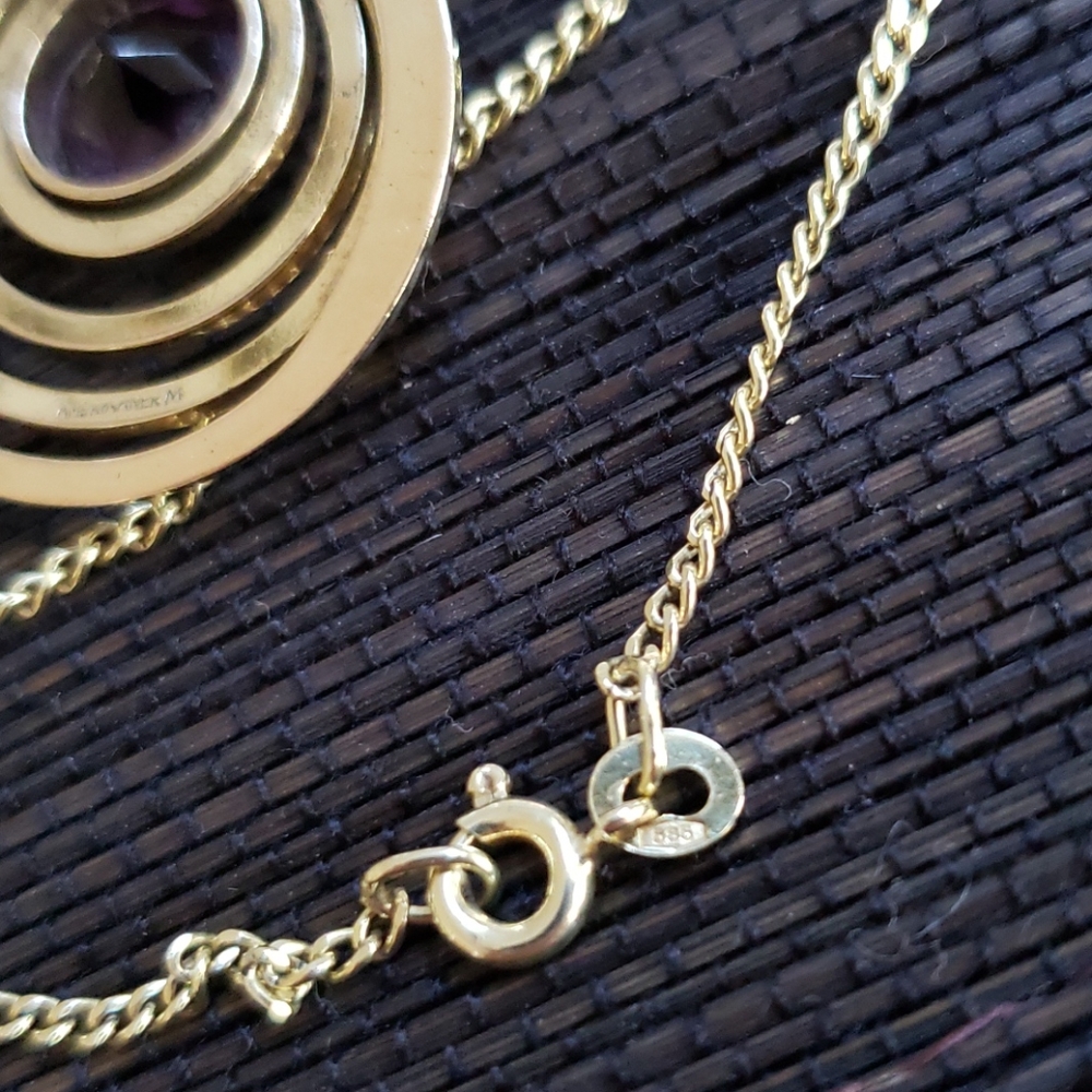 💥HP💥 VTG 14k solid Gold chain/w goldplate Amethyst Pendant - Picture 6 of 11